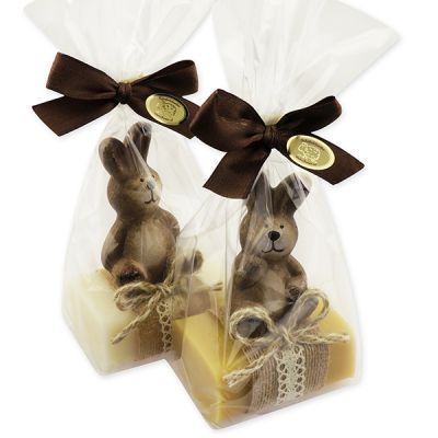 Sheep milk soap 100g decorated with a rabbit in a cellophane bag, Classic/swiss pine 