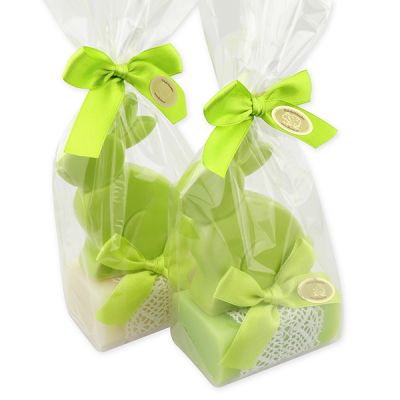 Sheep milk soap 100g decorated with a rabbit in a cellophane bag, Classic/lime blossom 