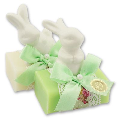 Sheep milk soap 100g decorated with a rabbit, Classic/lime blossom 