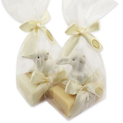 Sheep milk soap 100g decorated with a rabbit in a cellophane bag, Classic/shea butter 