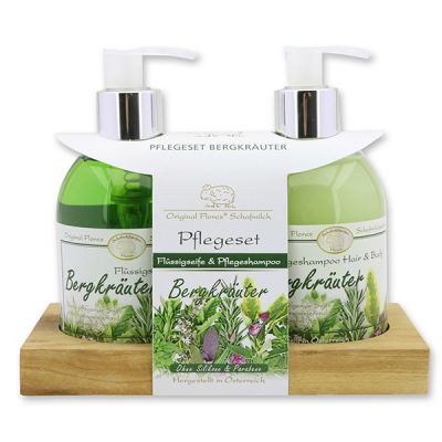 Pflegeset Flüssigseife 250ml & Pflegeshampoo Hair und Body 250ml, Bergkräuter 