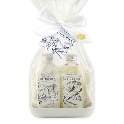 Care set 4 pieces in a cellophane bag "Alpenglühen", Christmas rose white 