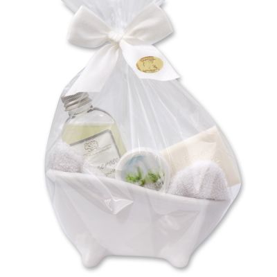 Wellness set 5 pieces in a cellophane bag, Christmas rose white 