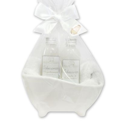 Wellness set 4 pieces in a cellophane bag, Christmas rose white 