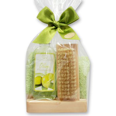 Care set 4 pieces in a cellophane bag, Olive 