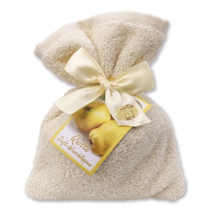 Wash cloth 16x21cm filled with sheep milk soap needles 200g, Quince 