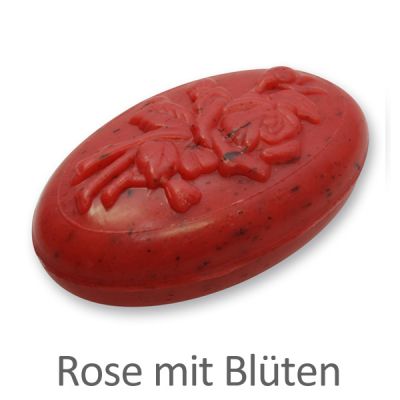 Sheep milk soap oval with a rose 118, Rose with petals 