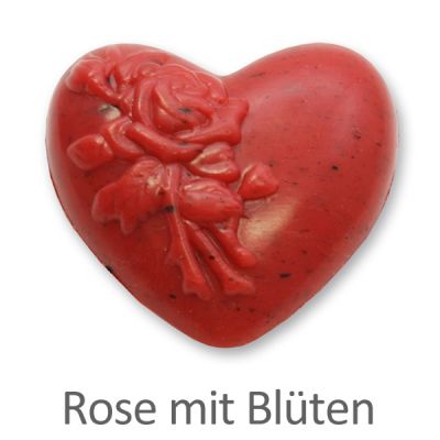 Sheep milk soap heart with rose 116g, Rose with petals 