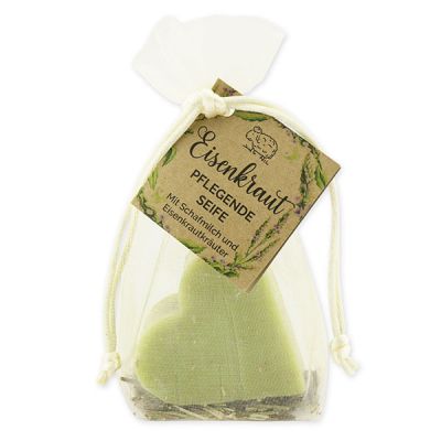 Sheep milk soap heart 65g with verbena herbs in organza bag "feel-good time", Verbena 