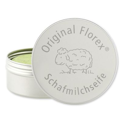 Sheep milk soap round 100g in a box with laser engraving, Verbena 
