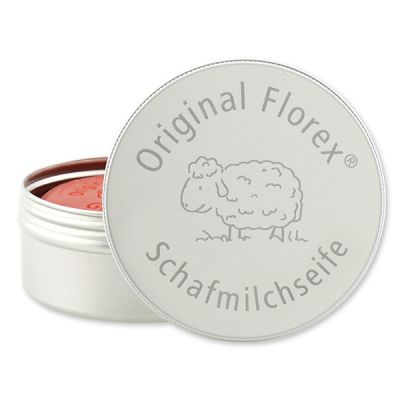Sheep milk soap round 100g in a box with laser engraving, Pomegranate 