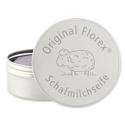 Sheep milk soap round 100g in a box with laser engraving, Lavender 