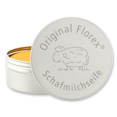 Sheep milk soap round 100g in a box with laser engraving, Orange 