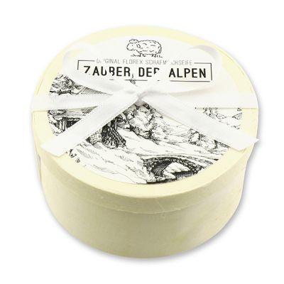 Schafmilchseife rund 100g in Spanschachtel "Zauber der Alpen", Edelweiß 