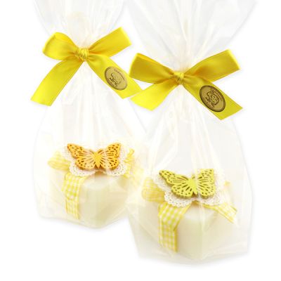 Sheep milk soap heart 85g decorated with a butterfly packed in a cellophane bag, Classic 