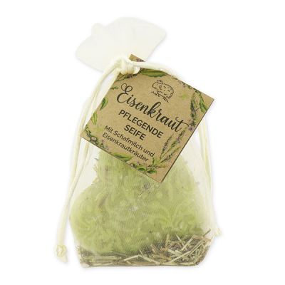 Sheep milk soap heart Florex 80g with verbena herbs in organza bag "feel-good time", Verbena 