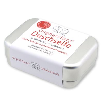 Shower soap with sheep milk square 100g in a can, Pomegranate 