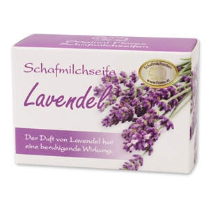 Sheep milk soap square 100g in paper box, lavender 
