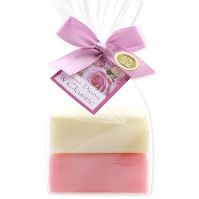 Sheep milk soap square 100g 2 pieces packed with a bow, Classic/Rose Diana 