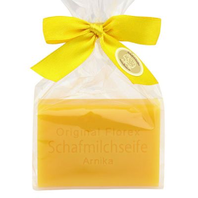 Sheep milk soap square 100g in a cellophane bag, Arnica 