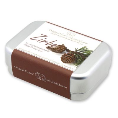 Sheep milk soap square 100g in a can, Swiss stone pine 