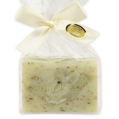 Sheep milk soap square 100g in a cellophane bag, Hay 