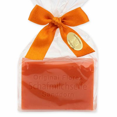 Sheep milk soap square 100g in a cellophane bag, Sea buckthorn 