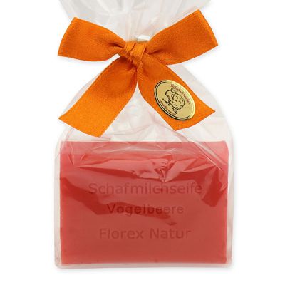 Sheep milk soap square 100g in a cellophane bag, Rowan berry 