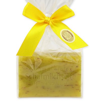 Sheepmilk soap square 100g in a cellophane bag, Cowslip with herbs 