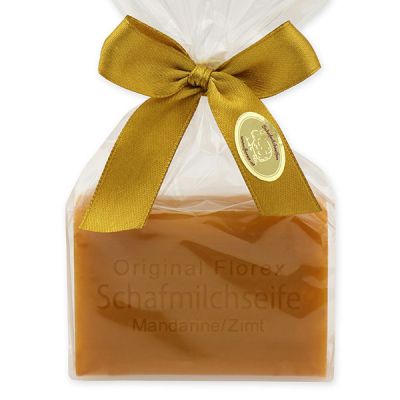 Sheep milk soap square 100g in a cellophane bag, Tangerine-cinnamon 