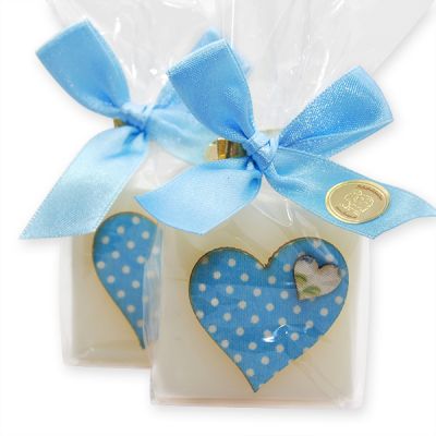 Sheep milk guest soap 35g, decorated with a heart in a cellophane, Classic 