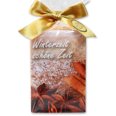 Sheep milk soap 150g in a cellophane bag "Winterzeit, schöne Zeit", Orange 