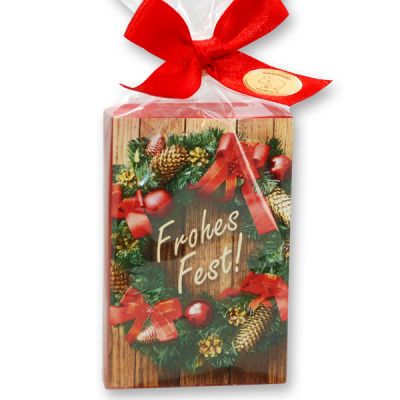Sheep milk soap 150g in a cellophane bag "Frohes Fest", Pomegranate 