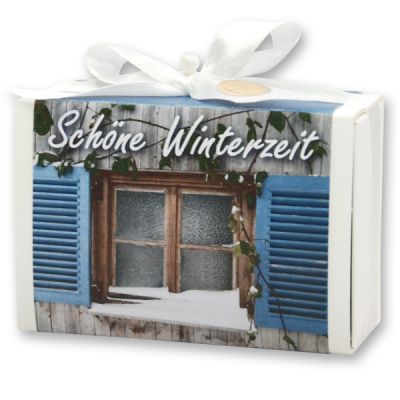 Schafmilchseife eckig 150g in Schachtel "Schöne Winterzeit", Eisblume 