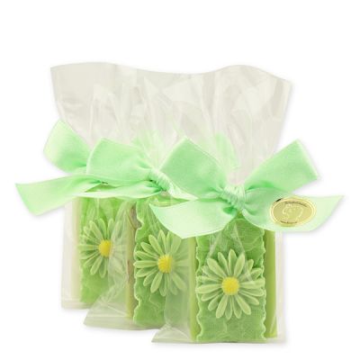 Sheep milk guest soap 25g decorated with a flower in a cellophane bag, Classic/pear 