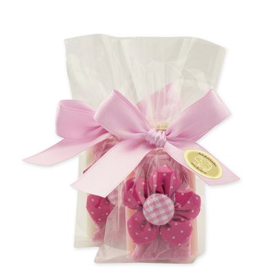 Sheep milk guest soap 25g decorated with a flower in a cellophane bag, Classic/peony 