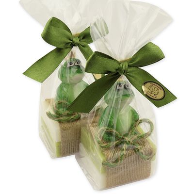 Sheep milk soap 2x35g decorated with a frog in a cellophane bag, Classic/verbena 