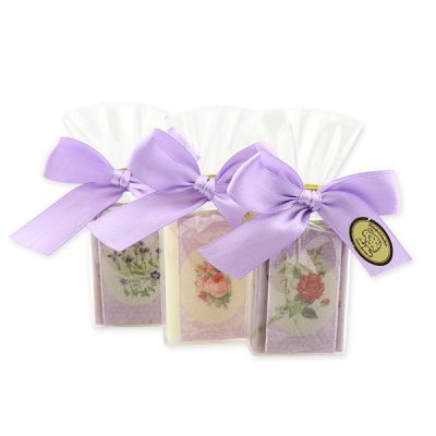 Sheep milk guest soap 25g decorated with a ribbon in a cellophane, Classic/Lavender 