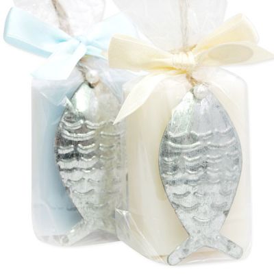 Sheep milk soap 100g, decorated with a fish in a cellophane, Classic/forget-me-not 