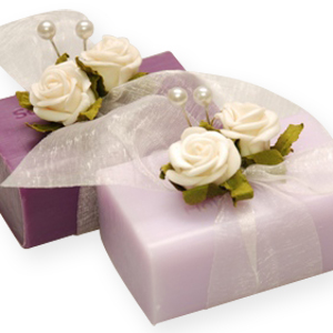 Sheep milk soap 100g, decorated with a rose, Lilac/elder 