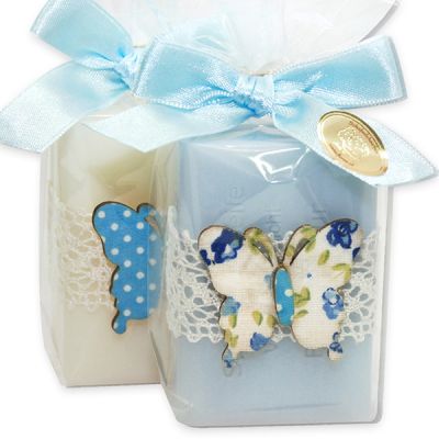 Sheep milk soap 100g, decorated with a butterfly in a cellophane, Classic/forget-me-not 