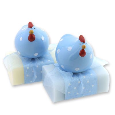 Sheep milk soap 100g, decorated with a chicken, Classic/forget-me-not 