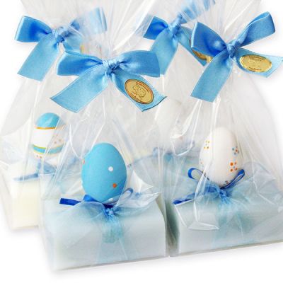 Sheep milk soap 100g, decorated with an easter egg in a cellophane bag, Classic/forget-me-not 