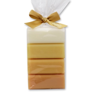 Sheep milk soap 4x100g in a cellophane bag, Classic/ Incense/Swiss pine/Quince 