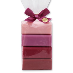 Sheep milk soap 4x100g in a cellophane bag, Cherry blossom/Black currant/ Orchid/Wild berry 
