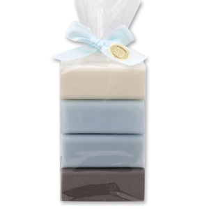 Sheep milk soap 4x100g in a cellophane bag, Christmas rose white/Forget-me-not/Ice flower/Christmas rose 