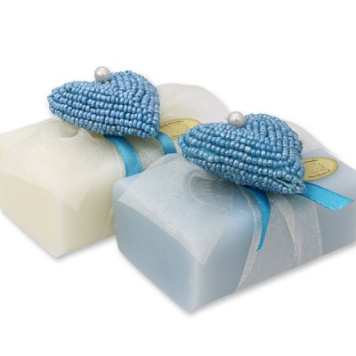Sheep milk soap 100g, decorated with a heart, Classic/forget-me-not 