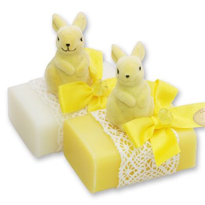 Sheep milk soap 100g, decorated with a velvet rabbit, Classic/Chamomile 