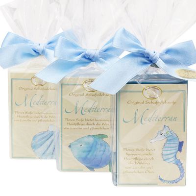 Sheep milk soap 100g, decorated with a mediterane-card in a cellophane, sorted 