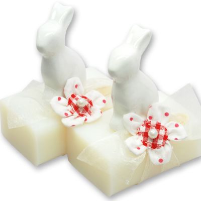 Sheep milk soap 100g, decorated with a ceramic rabbit in a cellophane, Classic 